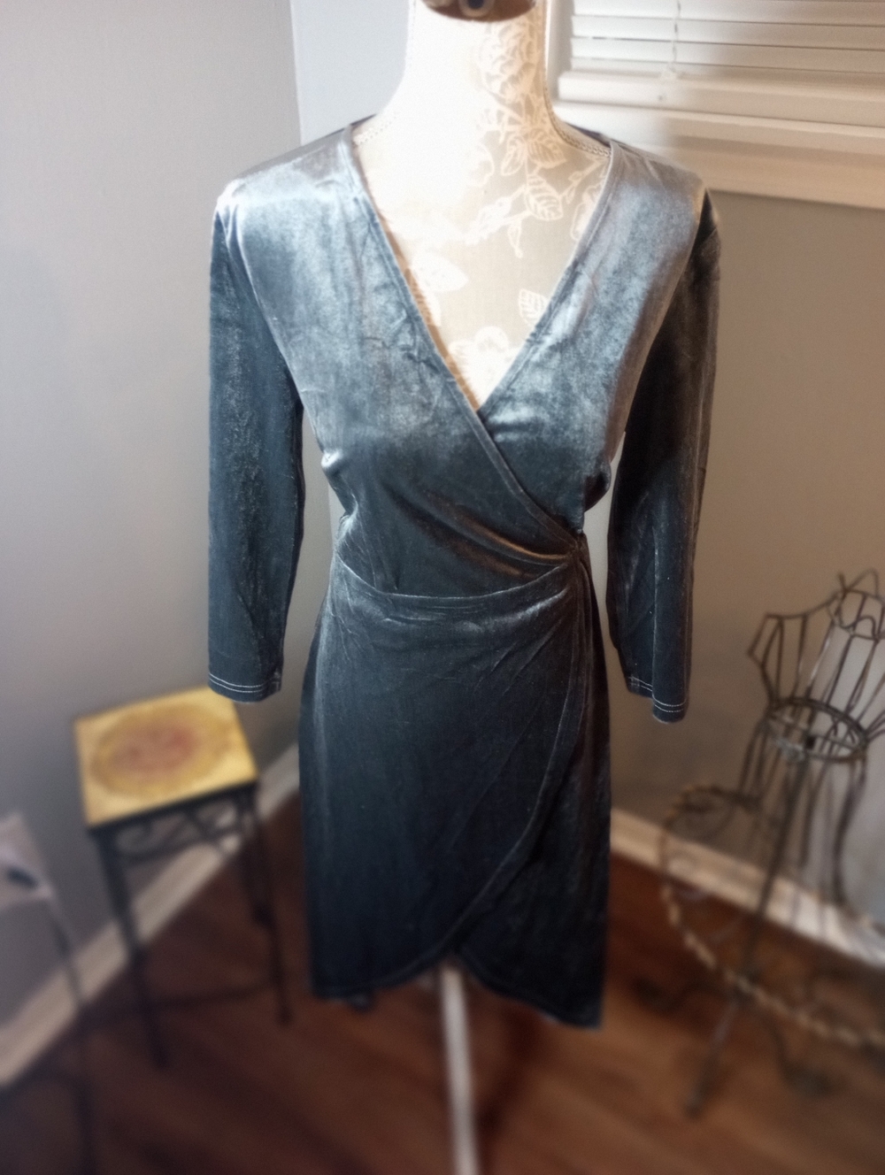 2 For $10 Velvet Wrap Dress - Steel‎ Gray Khol's